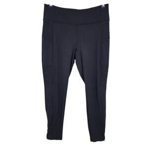 Athleta Delancey Moto Tight Size XL Black Zippered Ankle High Waist Zipper Pants